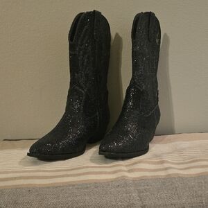 Sparkling Black Women's Heeled Boots
